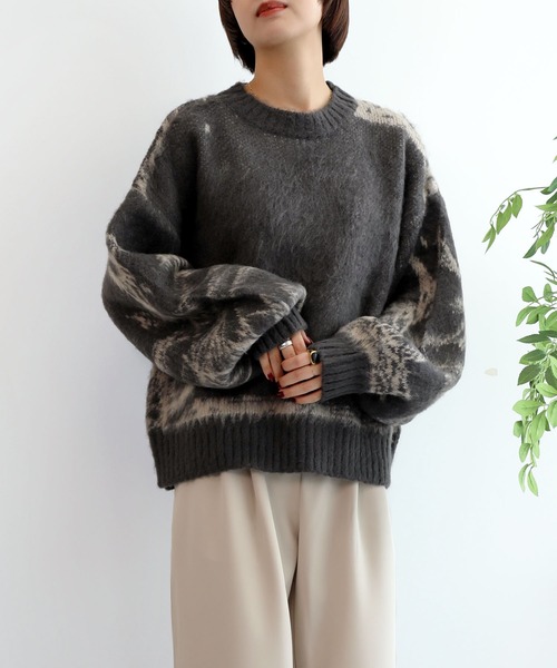 羽毛 セール】ニュアンス柄強起毛加工ニット（ニット/セーター