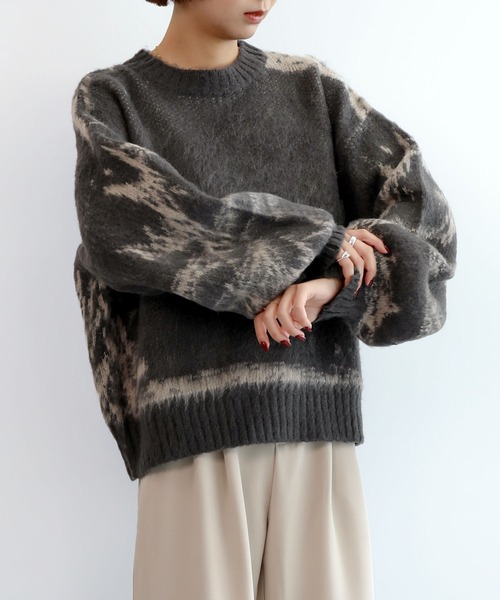 aimoha(アイモハ)の「ニュアンス柄強起毛加工ニット (AW)(ニット/セーター・レディース・ブラウン/チャコールグレー/アイボリー・FREE)」の11枚目の写真