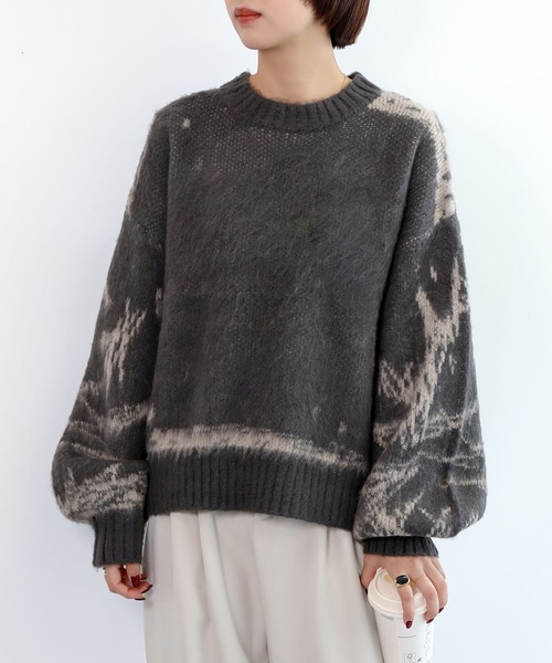 aimoha(アイモハ)の「ニュアンス柄強起毛加工ニット (AW)(ニット/セーター・レディース・ブラウン/チャコールグレー/アイボリー・FREE)」の12枚目の写真