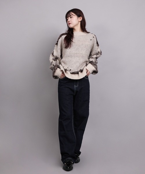 aimoha(アイモハ)の「ニュアンス柄強起毛加工ニット (AW)(ニット/セーター・レディース・ブラウン/チャコールグレー/アイボリー・FREE)」の14枚目の写真