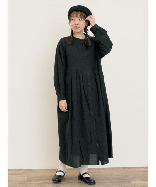 Sobre ブラック 半袖 ワンピース S セール】【Cross×Linen】タックワンピース《S/Mサイズ》（ワンピース