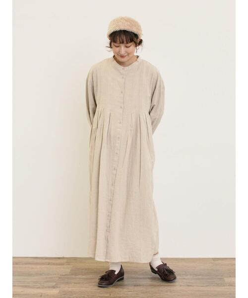 セール】【Cross×Linen】タックワンピース《S/Mサイズ》（ワンピース