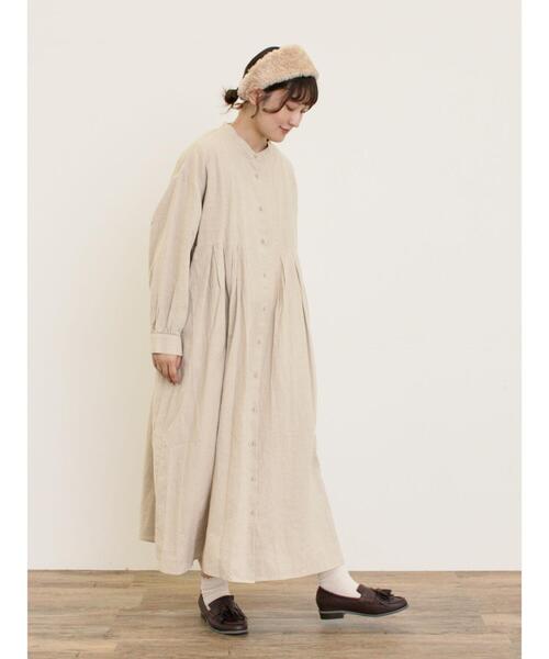 セール】【Cross×Linen】タックワンピース《S/Mサイズ》（ワンピース