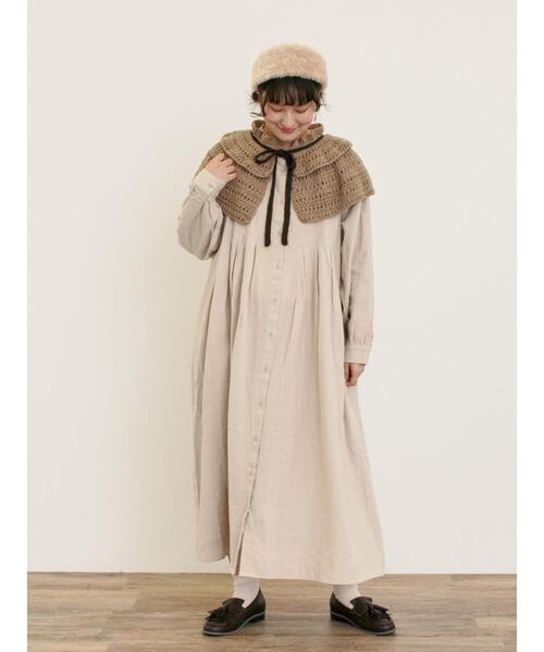 セール】【Cross×Linen】タックワンピース《S/Mサイズ》（ワンピース