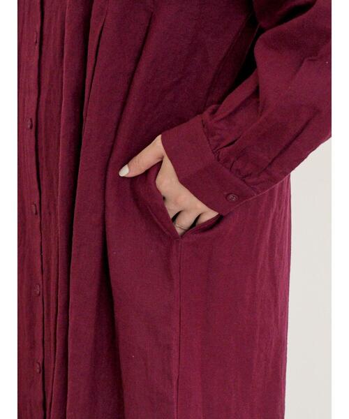 セール】【Cross×Linen】タックワンピース《S/Mサイズ》（ワンピース