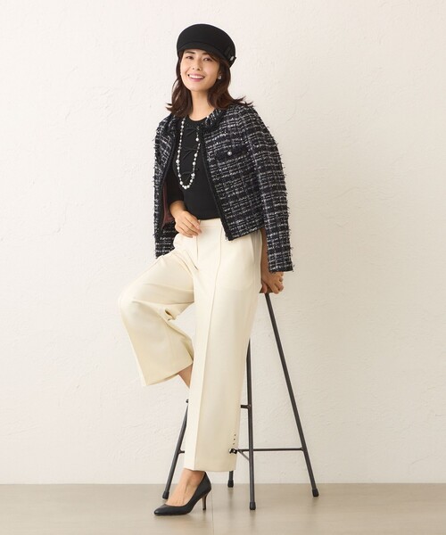 TO BE CHIC(トゥー ビー シック)の「ウールライク ワイドパンツ(その他パンツ・レディース・グレー系その他/ブラック・40/42)」の5枚目の写真