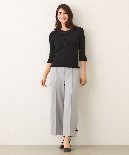 TO BE CHIC(トゥー ビー シック)の「ウールライク ワイドパンツ(その他パンツ・レディース・グレー系その他/ブラック・40/42)」の6枚目の写真