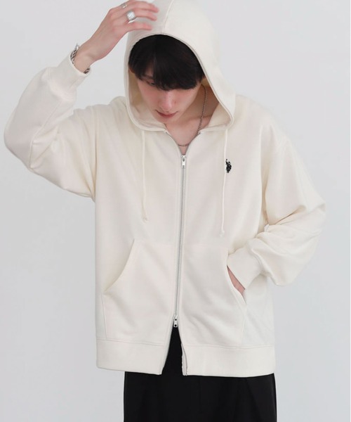 U.S. POLO ASSN.（ユーエスポロアッスン）の「∴WEGO/【大好評につき26春も再入荷★】U.S.POLO ASSN.別注ZIPパーカー（パーカー・メンズ・ブラック/オフホワイト/ネイビー/杢グレー・LARGE/MEDIUM/SMALL）」の2枚目の写真