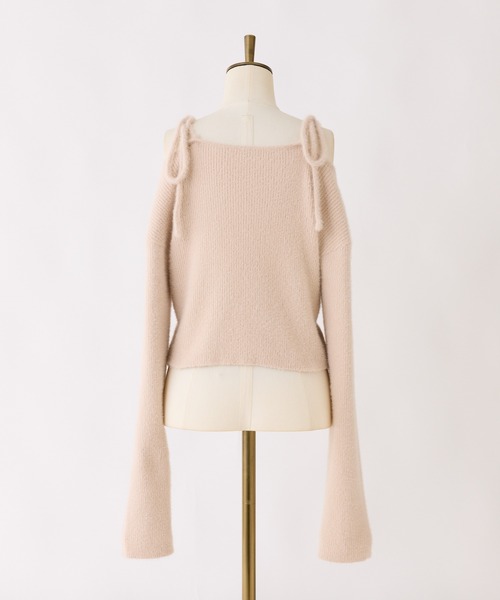 Seemi. byNICECLAUP（ シーミーバイナイスクラップ）の「【Seemi.】肩リボンフェザーニット（ニット/セーター・レディース・アイボリー/ブラック/ピンク・FREE）」の5枚目の写真