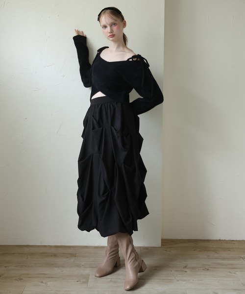 Seemi. byNICECLAUP（ シーミーバイナイスクラップ）の「【Seemi.】肩リボンフェザーニット（ニット/セーター・レディース・アイボリー/ブラック/ピンク・FREE）」の11枚目の写真