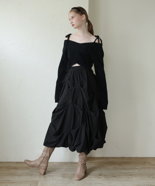 Seemi. byNICECLAUP（ シーミーバイナイスクラップ）の「【Seemi.】肩リボンフェザーニット（ニット/セーター・レディース・アイボリー/ブラック/ピンク・FREE）」の10枚目の写真