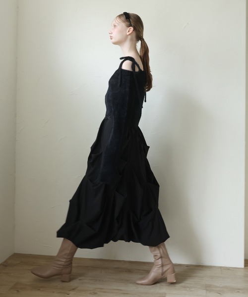 Seemi. byNICECLAUP（ シーミーバイナイスクラップ）の「【Seemi.】肩リボンフェザーニット（ニット/セーター・レディース・アイボリー/ブラック/ピンク・FREE）」の12枚目の写真