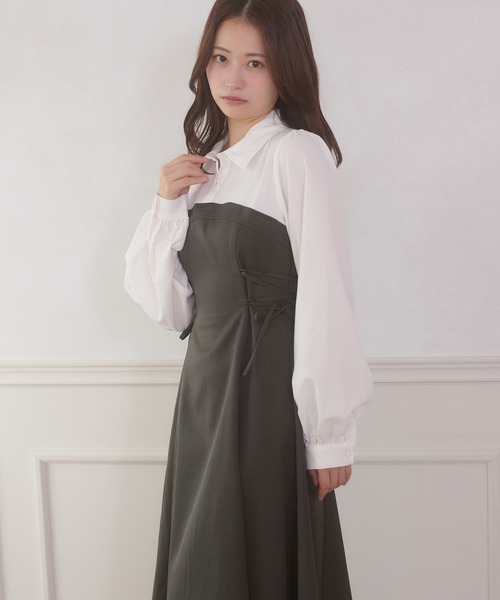 Diagram コードレースフレアワンピース 切替コードレースフレアワンピース(ピンク)K1-307PI-S