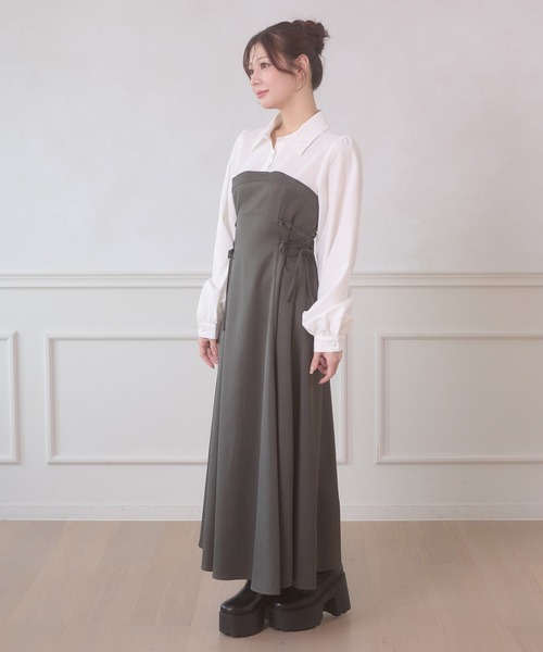 neige ワンピース side lace up flare dress / サイドレースアップフレアワンピース