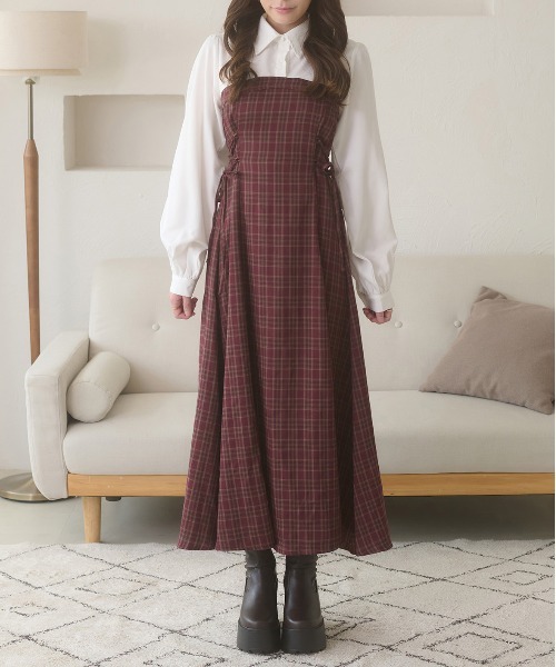 サイドレースアップワンピース side lace up flare dress / サイドレースアップフレア