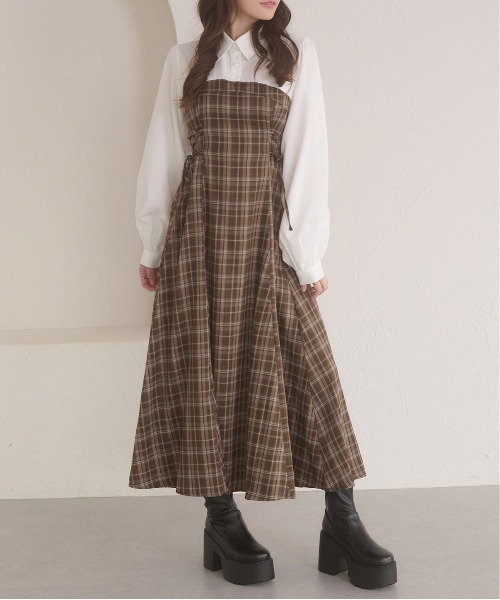 Ambre Neige（アンブルネージュ）の「side lace up flare dress / サイドレースアップフレアワンピース（ワンピース・レディース・ボルドー/ブラウン系その他/チャコールグレー/ブラック・FREE）」の9枚目の写真