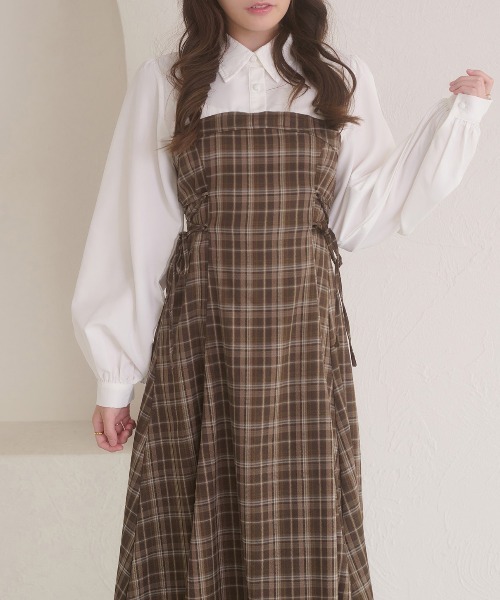 Ambre Neige（アンブルネージュ）の「side lace up flare dress / サイドレースアップフレアワンピース（ワンピース・レディース・ボルドー/ブラウン系その他/チャコールグレー/ブラック・FREE）」の8枚目の写真