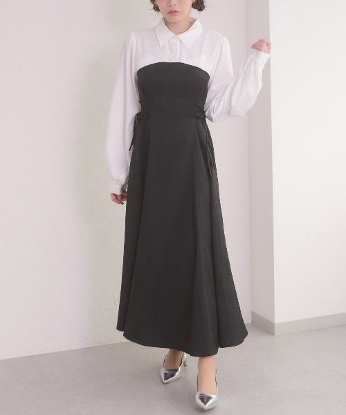 Ambre Neige（アンブルネージュ）の「side lace up flare dress