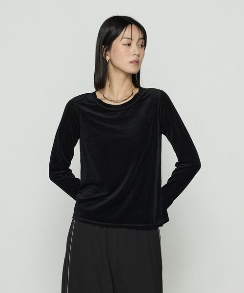 K.T KIYOKO TAKASE(キヨコタカセ)の「シアーベロア ラウンドネックプルオーバー(Tシャツ/カットソー・レディース・サックスブルー/ブラック/グレイッシュベージュ・9号/11号)」の8枚目の写真