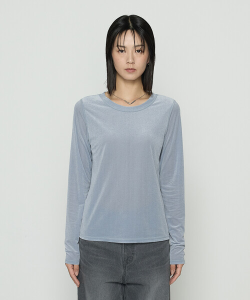 K.T KIYOKO TAKASE(キヨコタカセ)の「シアーベロア ラウンドネックプルオーバー(Tシャツ/カットソー・レディース・サックスブルー/ブラック/グレイッシュベージュ・9号/11号)」の11枚目の写真