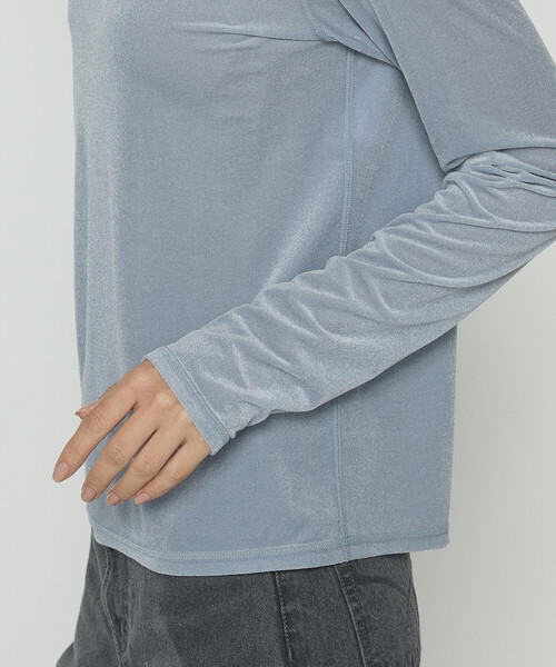 K.T KIYOKO TAKASE(キヨコタカセ)の「シアーベロア ラウンドネックプルオーバー(Tシャツ/カットソー・レディース・サックスブルー/ブラック/グレイッシュベージュ・9号/11号)」の15枚目の写真