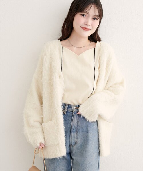 natural couture（ナチュラルクチュール）の「ハートネックパイピング配色ブラウス（シャツ/ブラウス・レディース・ブラウン/ピンク/ネイビー/アイボリー・FREE）」の9枚目の写真