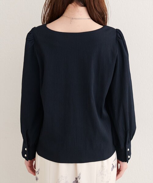 natural couture（ナチュラルクチュール）の「ハートネックパイピング配色ブラウス（シャツ/ブラウス・レディース・ブラウン/ピンク/ネイビー/アイボリー・FREE）」の18枚目の写真