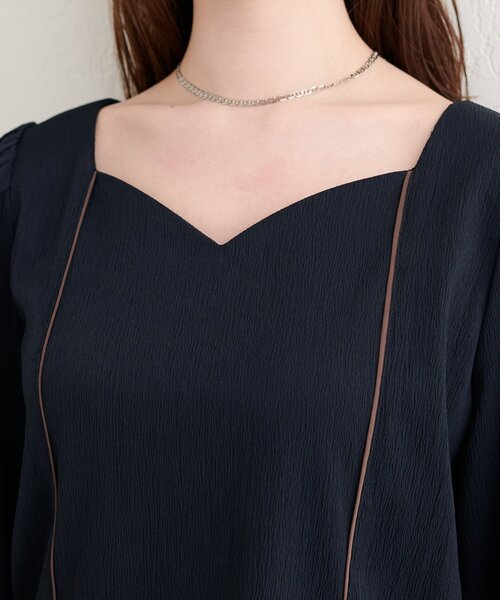 natural couture（ナチュラルクチュール）の「ハートネックパイピング配色ブラウス（シャツ/ブラウス・レディース・ブラウン/ピンク/ネイビー/アイボリー・FREE）」の19枚目の写真