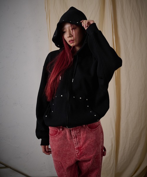 FTW（エフティダブリュー）の「WAFFLE STUDS ZIP HOODIE（パーカー・メンズ・グリーン/グレー/ブラック・MEDIUM/LARGE/SMALL）」の21枚目の写真