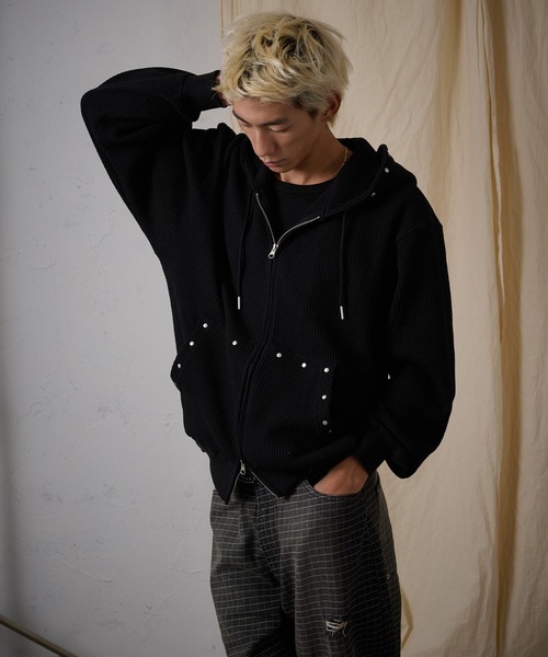 FTW（エフティダブリュー）の「WAFFLE STUDS ZIP HOODIE（パーカー・メンズ・グリーン/グレー/ブラック・MEDIUM/LARGE/SMALL）」の20枚目の写真