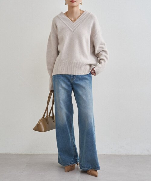 LOUNGEDRESS（ラウンジドレス）の「ウール100Vニット（ニット/セーター・レディース・ネイビー/ベビーピンク/アイボリー・FREE）」の8枚目の写真