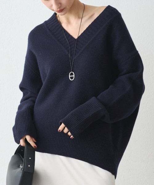 LOUNGEDRESS（ラウンジドレス）の「ウール100Vニット（ニット/セーター・レディース・ネイビー/ベビーピンク/アイボリー・FREE）」の3枚目の写真