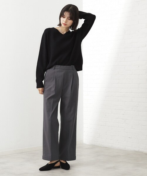 THE SHOP TK （ザ ショップ ティーケー ）の「【ラクで快適】ハイパーストレッチ あったか裏起毛ワイドパンツ（その他パンツ・レディース・ベージュ/ネイビー/ブラック/グレー・11/13/12）」の7枚目の写真