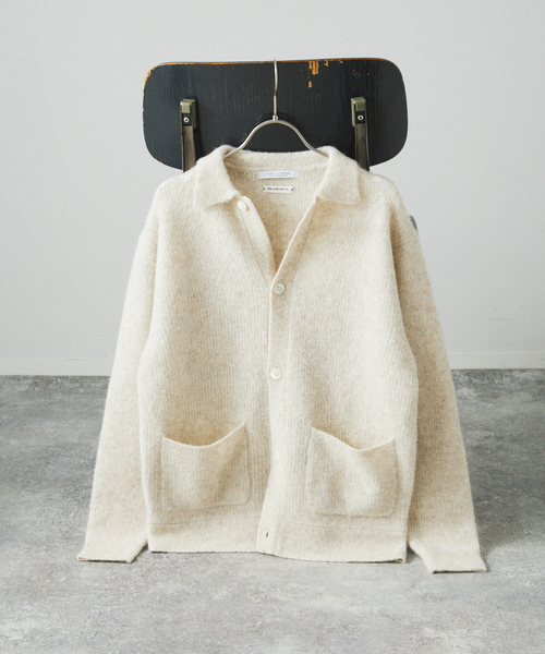 JOURNAL STANDARD（ジャーナルスタンダード）の「ヤク アルパカ ブレンド カーディガン（カーディガン/ボレロ・メンズ・ネイビー/オレンジ/ブラウン系その他/アイボリー・LARGE/MEDIUM）」の2枚目の写真