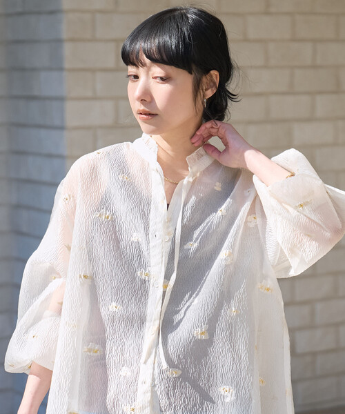 FREAK'S STORE(フリークスストア)の「2WAY シアージャガードチュニックブラウス(シャツ/ブラウス・レディース・ホワイト/ブラック・フリ-)」の6枚目の写真
