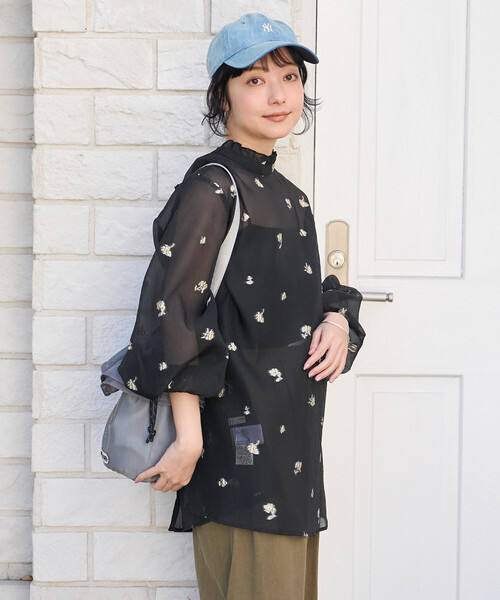 FREAK'S STORE(フリークスストア)の「2WAY シアージャガードチュニックブラウス(シャツ/ブラウス・レディース・ホワイト/ブラック・フリ-)」の15枚目の写真