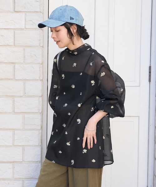 FREAK'S STORE(フリークスストア)の「2WAY シアージャガードチュニックブラウス(シャツ/ブラウス・レディース・ホワイト/ブラック・フリ-)」の18枚目の写真