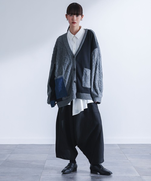 kOhAKU(コハク)の「『配色異素材切替ニットカーディガン』(カーディガン/ボレロ・レディース・杢グレー・FREE)」の21枚目の写真