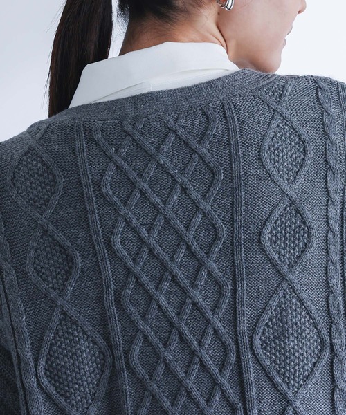 kOhAKU(コハク)の「『配色異素材切替ニットカーディガン』(カーディガン/ボレロ・レディース・杢グレー・FREE)」の15枚目の写真