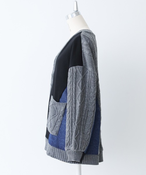 kOhAKU(コハク)の「『配色異素材切替ニットカーディガン』(カーディガン/ボレロ・レディース・杢グレー・FREE)」の17枚目の写真