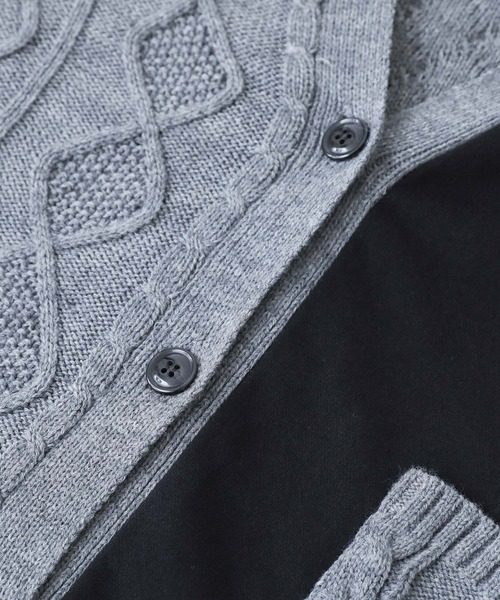 kOhAKU(コハク)の「『配色異素材切替ニットカーディガン』(カーディガン/ボレロ・レディース・杢グレー・FREE)」の10枚目の写真