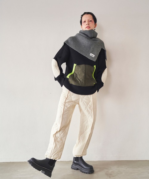 QUILTING DOCKING KNIT TOP（ニット/セーター）｜OMMO（オーエム