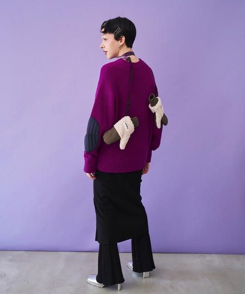 OMMO（オーエムエムオー）の「QUILTING DOCKING KNIT TOP（ニット/セーター・レディース・ブラック/ホワイト/パープル・F）」の19枚目の写真