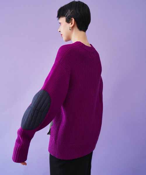 OMMO（オーエムエムオー）の「QUILTING DOCKING KNIT TOP（ニット/セーター・レディース・ブラック/ホワイト/パープル・F）」の9枚目の写真