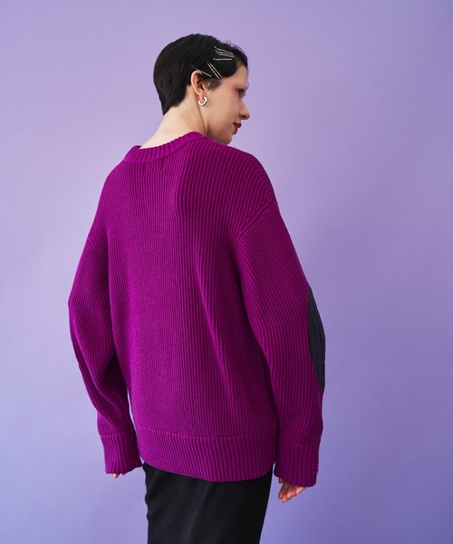 OMMO（オーエムエムオー）の「QUILTING DOCKING KNIT TOP（ニット/セーター・レディース・ブラック/ホワイト/パープル・F）」の10枚目の写真