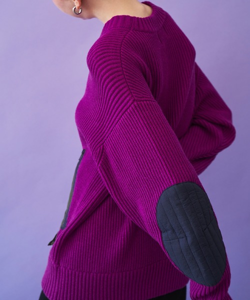 OMMO（オーエムエムオー）の「QUILTING DOCKING KNIT TOP（ニット/セーター・レディース・ブラック/ホワイト/パープル・F）」の12枚目の写真