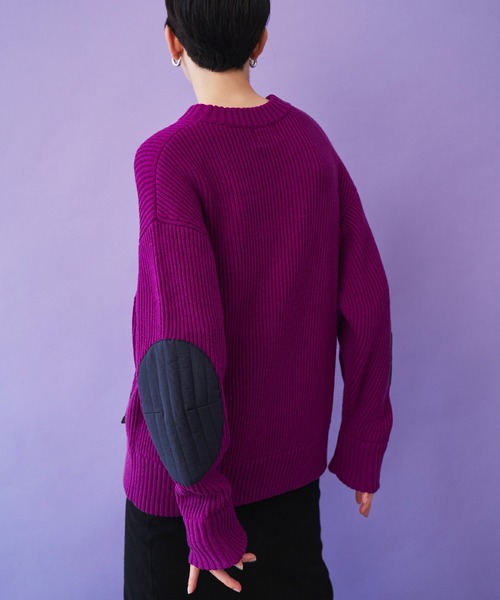 OMMO（オーエムエムオー）の「QUILTING DOCKING KNIT TOP（ニット/セーター・レディース・ブラック/ホワイト/パープル・F）」の13枚目の写真