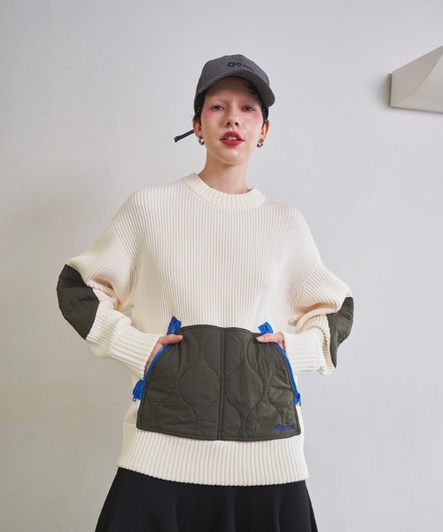 OMMO（オーエムエムオー）の「QUILTING DOCKING KNIT TOP（ニット/セーター・レディース・ブラック/ホワイト/パープル・F）」の22枚目の写真