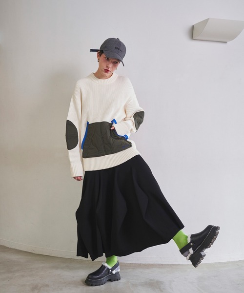 OMMO（オーエムエムオー）の「QUILTING DOCKING KNIT TOP（ニット/セーター・レディース・ブラック/ホワイト/パープル・F）」の21枚目の写真