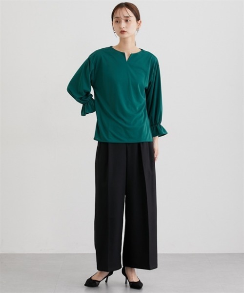 nissen（ニッセン）の「【UV・接触冷感・ストレッチ・吸汗速乾】キーネック長袖プルオーバー（Tシャツ/カットソー・レディース・モカ/グリーン/ベージュ・LL/S/L/M）」の13枚目の写真